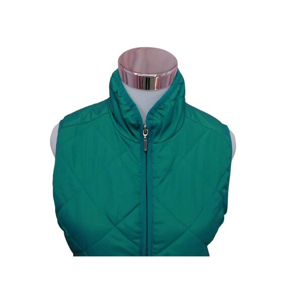 SALE New Directions Womens Green Quilted Puffer Vest S Pockets Zip Front - Picture 7 of 10